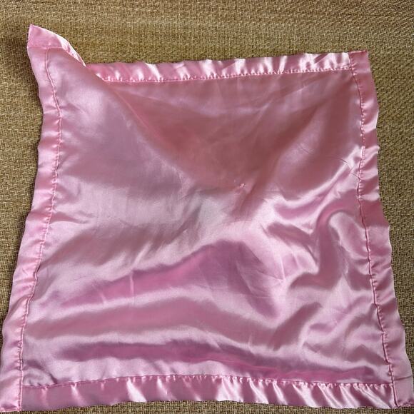 Pink Bunny Security Blanket Lovey Plush Satin Trim Dotted Minky - Picture 5 of 6